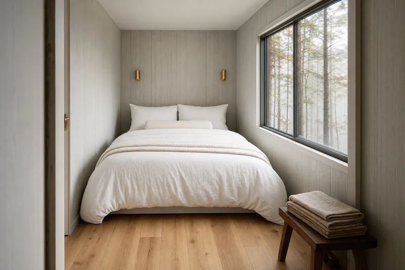 Quarto dentro de uma asa rebatida de casa expansível